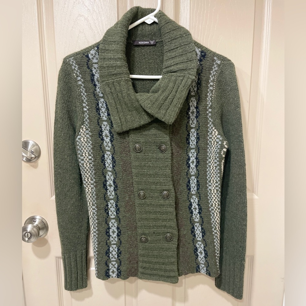 Kerisma Sage Green Lambswool Knit Sweater SZ S European Grandmacore